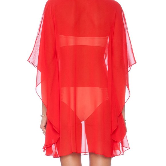 Embroidered Caftan Pia Pauro Size: S Color: Red - Picture 3 of 4